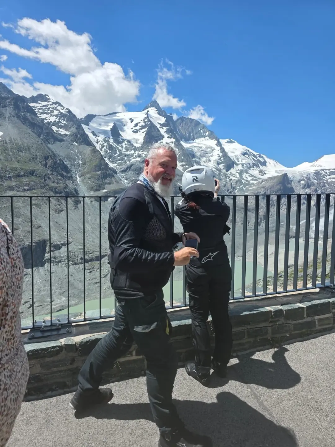 Alan Jones in his Knox mesh jacket at the Pasterze Glacier viewpoint, reached via the Grossglockner High Alpine Road