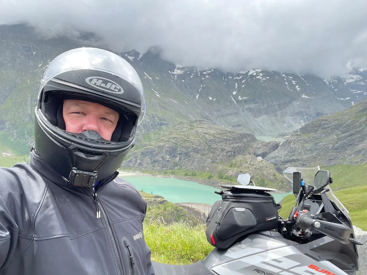 Alan Jones on the Grossglockner Hochalpenstrasse with low cloud rolling in over the same glacier valley