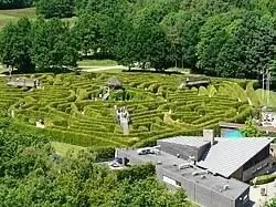 The hedge labyrinth at the Drielandenpunt near Vaals, seen from the Wilhelminatoren